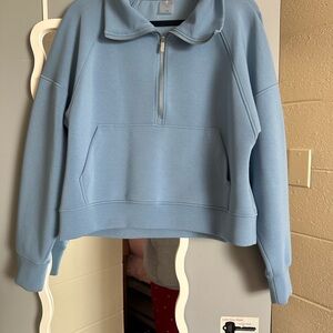 Cozy Blue Half-Zip Turtleneck Sweater